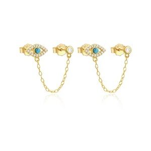 925 Sterling Silver Evil Eye Chain Earrings!